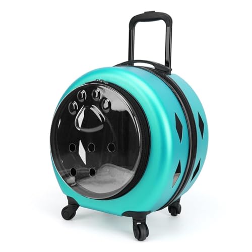Pet Carrier on Wheels, Portable Travel Backpack for Cats, Transparent Large Capacity Trolley Case