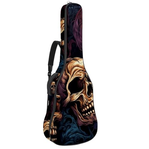 Housse de guitare acoustique 104 cm imperméable et rembourrée avec motif tête de mort