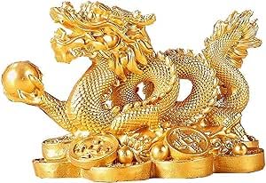 Amazon.co.jp: 龍の置物 神龍 風水 龍 黄金龍 龍神 置物