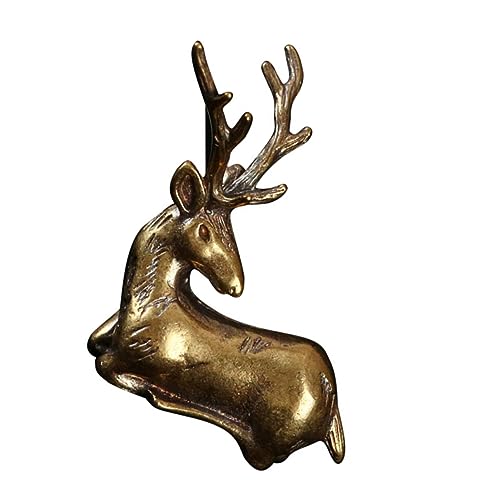 Alipis Vintage Brass Deer Statue 2pcs Retro Fawn Figurine Antique Deer Ornament Desktop Decor Christmas Adornment Home Sculpture