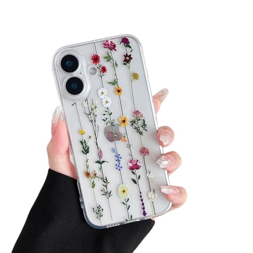 ZTOFERA Floral Case for iPhone 17,Clear Cute Flower Pattern Case for Girls Women,Flexible Silicone Protective Slim Shockproof Bumper Phone Cover for iPhone 17,Clear