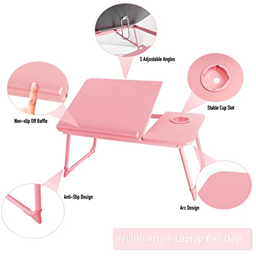Laptop Lap Desks, Bed Table Tray Desk, Portable Lap Desk For Laptop With Cup Holder, Foldable Bed Trays For Eating And Laptops, With Anti-Slip And Folding Function For Working, Writing #TOP2