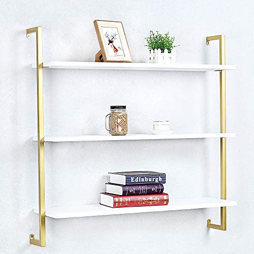 Oldrainbow Industrial Metal And Wood Wall Shelf,Floating Wood Shelves Wall Mounted,36In Iron Real Wood Book Shelves,Wall Shelves 3 Tier Bookshelf Shelving #TOP4
