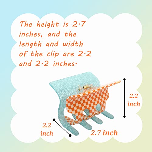 Naisier Hair Clips For Thick Hair, Hair Jaw Clip Tortoise Shell Hair Clips,Square Hair Claw Clips 2.7 Inch Girls Checkered Hair Clips,Beautiful Hair Accessories For Girls And Women.(Glitter 3Pcs） #TOP2