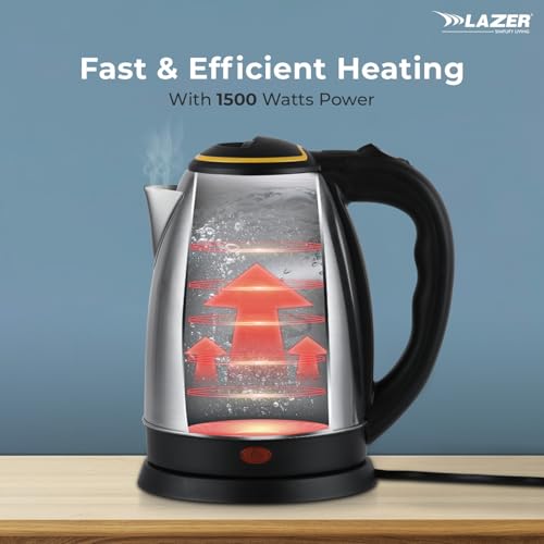 Image of Lazer Stew 1.5 litre 1200W Electric Kettle with Automatic Shut Off (Brushed steel)