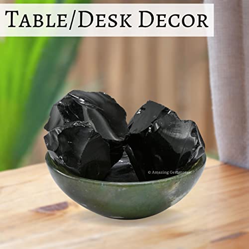 Image of Amazing Gemstone Black Obsidian Raw Crystals and Healing Stones, Natural Rocks for Tumbling and DIY Raw Stones and Crystals (5 Pieces)