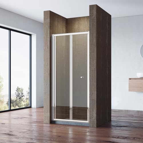 SONNI Upgrade - Mampara de ducha (cristal transparente, plegable, 76 x 185 cm)
