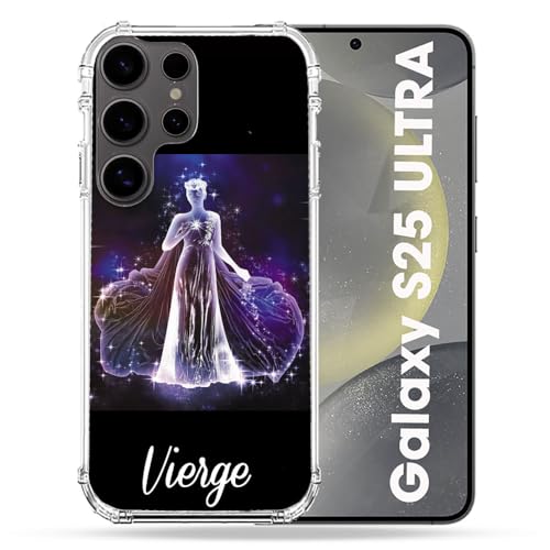 Coque Samsung S25 Ultra Cokitec antichoc au motif zodiaque Vierge pour le bureau et les sorties