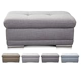 Hocker grau passend zur Sofaecke Aniamo mit verchromten Metallfüßen und dezenter Steppung in modernem Design