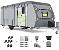 Heavy Duty 8 Layers RV Cover 20-22ft, Rip-Stop Motorhome Camper Cover with Windproof Straps, Gutter & Tongue Jack Covers, Utility Travel Trailer Cover for All Weather Protection