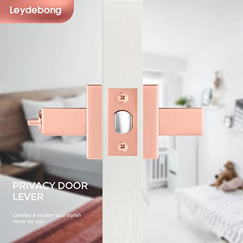 Leydebong 6 Pack Heavy Duty Privacy Door Lever Door Handle(Thumb Turn Inside Lock) For Bedroom Or Bathroom With A Polished Rose Gold Finish, Left Or Right Handing #TOP2