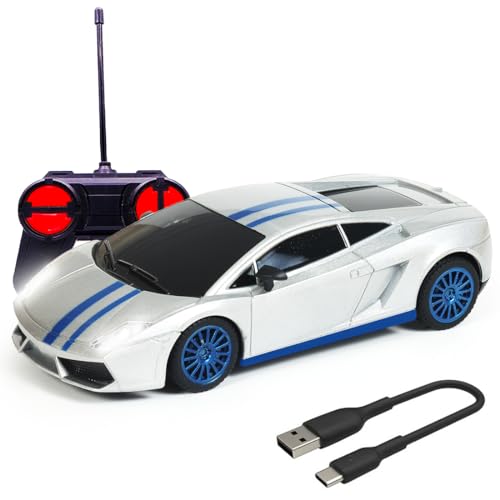 Image of Wembley Remote Control Car High Speed Mini 1:24 Scale Type-C USB Rechargeable Racing RC Cars for Kids Silver Blue