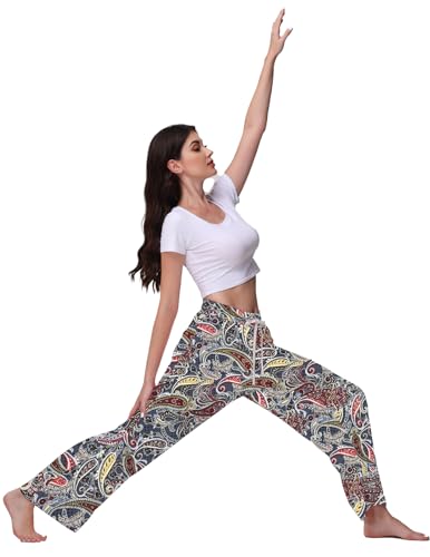 Image of Veseacky Women's Wide Leg Lounge Pants Yoga Pajamas Comfy Stretch Drawstring Pajamas Puls Size Dance Bottoms S-4XL