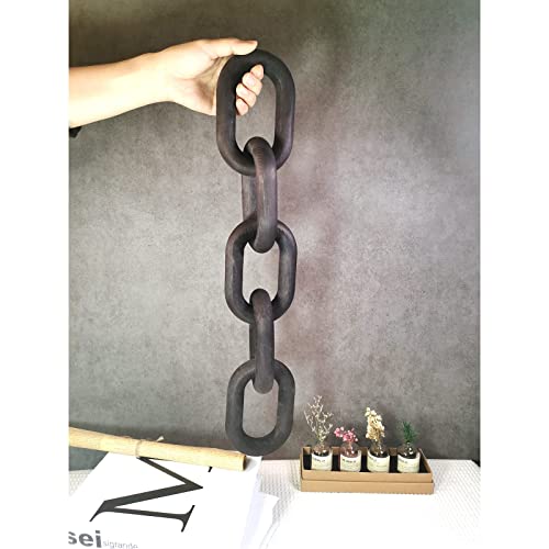 Linsuo Wood Chain Link Decor5 Link Chain Decoration Pine Wood Carved Modern Home Decoration Used For Farmhouse Decoration Living Room Bedroom Bookcase Porch Decoration (Black), 21.6Inch×3.9Inch #TOP4