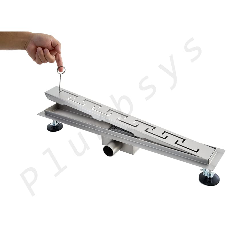 Elefloom Offset Linear Shower Drain, Shower Drain 36 Inch With 2-in-1 Tile Insert Cover, Brushed AISI 304 Stainless Steel Side Outlet Shower Floor Drain With Hair Catcher And Adjustable Feet - View #14