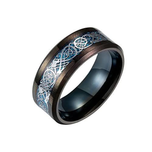 Image of HIJONES Unisex Carbide Fiber Celtic Dragon Spinner Ring Stainless Steel Wedding Spins Band