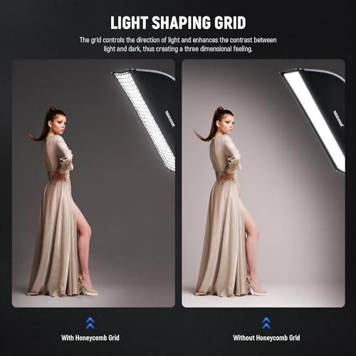 NEEWER 12"x47" Caja de luz Plegable rápida con Rayas rectangulares y Soporte Bowens con difusores/Rejilla de Panal/Funda Compatible con Godox Aputure 120d Luces de vídeo Q4 Flash de Estudio NS17S - imagen 5