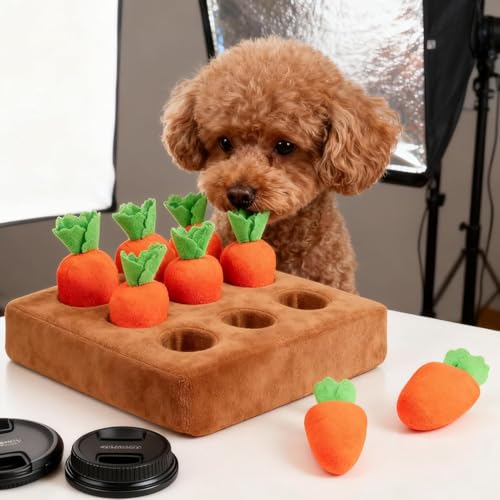 LuGirlre 2026 Sniffing Games Dog | Pets Carrot Puzzle Toy Dog Activity Mat with 9 Pieces Carrot | for Small Medium Large Older Dogs and Kittens Mental Stimulation of Your Dog