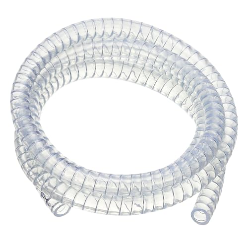 PATIKIL 3/8" / 10mm ID Wire Reinforced Hose 2 Meters, PVC Vinyl Suction Tubing High Pressure Chemical Resistant with Spiral Steel Wire for Water Fuel Powder Drain, Clear