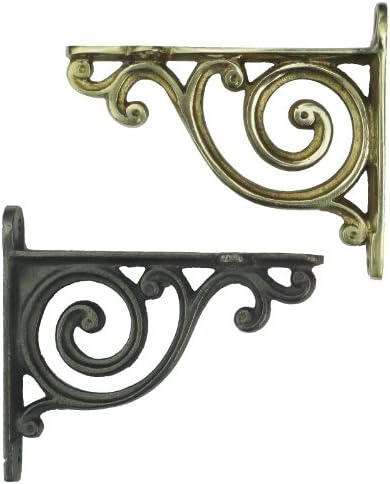 Castelion® Medium Brass Victorian Scroll Leaf Shelf Bracket