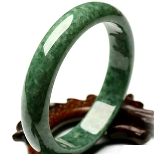 BXSMNH Pulsera De Jade Verde Oscuro Natural For Mujer, Brazalete De Jadeíta De Estilo Chino Retro(Dark Green_62-64mm)