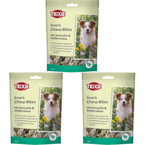 TRIXIE Chew Bites- Hundesnack mit Petersilie & Pfefferminze- unterstützen Zahnpflege & frischen Atem- 150 g- 31501 (Packung mit 3)