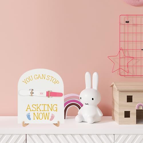 Image of You Can Stop Asking Now Pregnancy Announcement, Baby Announcements Ideas Pregnancy Reveal Gift for Huaband Parents New Grandma Grandpa Friend Test Keepsake Wooden Sign