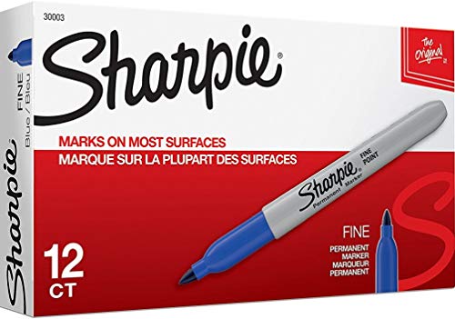 Sharpie 30003 Permanent Markers, 2 Packs Of 12 Markers Each For A Total Of 24 Markers, Blue; Alcohol-Based Ink Is Quick-Drying And Nontoxic; Durable Ink Is Fade-Resistant And Water-Resistant #TOP1