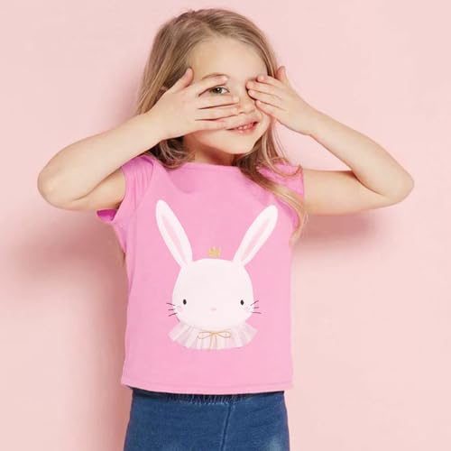 Image of Toddler Girls Bunny T-Shirt Cotton Baby Short Sleeve Easter Outfits Rabbit Shirts Soft Summer Casual Tee Tops