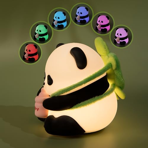 Image of Panda Night Light, Cute Bedroom Decoration, 7 Color Variable, Adjustable Panda Lamp, Bedside Touch Light for Boys and Girls Baby Gifts
