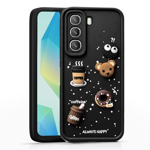 Image of Bintage Cute Fun Taddy| 3D Ball Bear| Donut| Coffee Rubber Case Camera Protection Back Cover Compatible for Infinix Hot 50 5G - Black