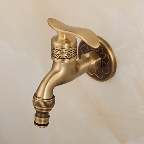 Wasserhahn für Kaltwasser, Messing, Antik-Wandmontage, Hebel, Griff, Waschmaschine, für Badezimmer