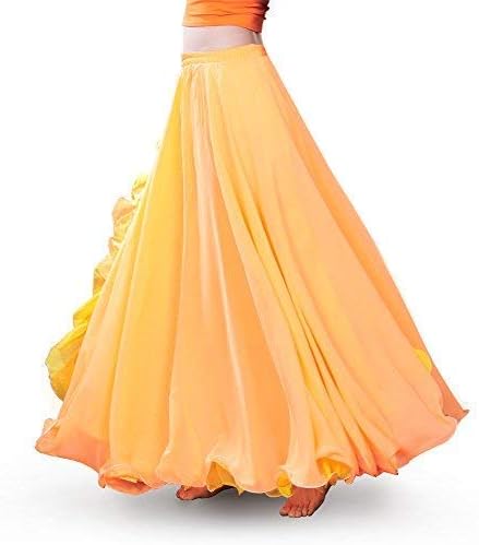 ROYAL SMEELA Chiffon Belly Dance Skirt Slit Tribal Bellydance Skirts Belly Dancer Costumes for Women Carnival Outfit Orange