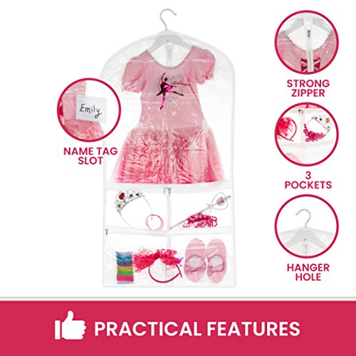 Clear Suit Garment Bag 20 inch x 38 inch Dance, Dress, and Costumes Hanging Travel Storage for Clothes, Shoes, and Accessories Water-Resistant Organizer (1)