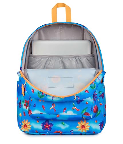Image of JanSport SuperBreak Plus Backpack with Padded 15-inch Laptop Sleeve and Integrated Bottle Pocket - Spacious and Durable Daypack for Work and Travel, Daydream Floral Blue /Purple /Multi