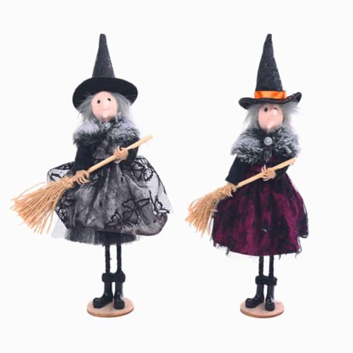 Decoração Halloween Enfeite De Mesa Bruxinha C/Vassoura - Pink