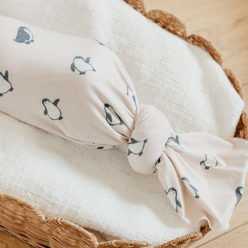Image of Copper Pearl Swaddle Blankets for Newborns | Soft Stretchy Receiving Blankets for Boys and Girls | Large 46 x 46 Inch Baby Blankets | Lightweight and Breathable Swaddles | Penguins