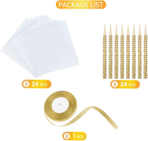 image for MGWOTH 24 Pack Bling Candy Apple Sticks and Bags Kits, Caramel Apple W