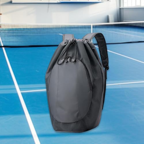 Drawstring Backpack with Mesh Compartment Nylon Sports Gym Bag Badminton Racket Bags for Dance Travel Swimming Women Men, Grey3