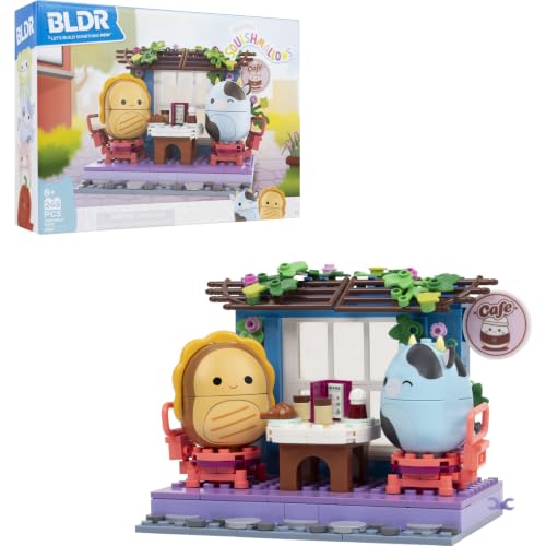 BLDR Squishmallows Sidewalk Cafe Building Set - Lil Gouda the Grilled Cheese and Cillian the/Cow Buildable Figures - Squishmallows Fans 8+, 0359