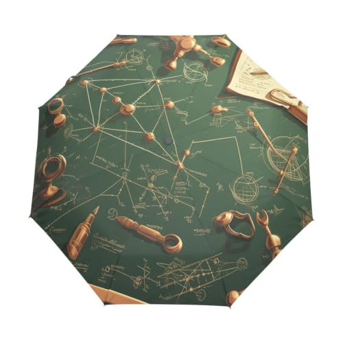 Parapluie pliant automatique motif maths avec protection UV pour le voyage