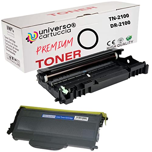 UniversoCartuccia® DRUM DR2100 + Tóner TN2120 Non OEM, para impresoras Brother HL 2140, HL 2150N, HL 2170W, DCP 7030, DCP 7032, DCP 7040, DCP 7045N, MFC 7440N, MFC 7840W (1 DR2100 + 1 TN2. 120).