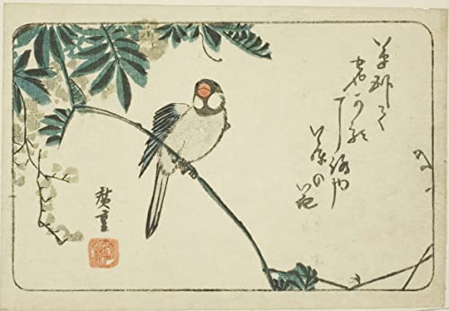 Impression prints toile peinture murale Glycine Hiroshige décoration salon moderne 60x90