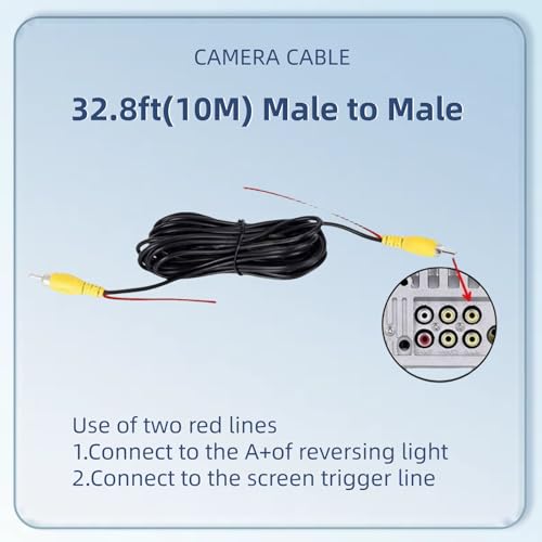 Image of Backup Camera RCA Video Cable (33FT /10 Meters) Male to Male Connection Reverse Rear View Parking Camera Video Cable