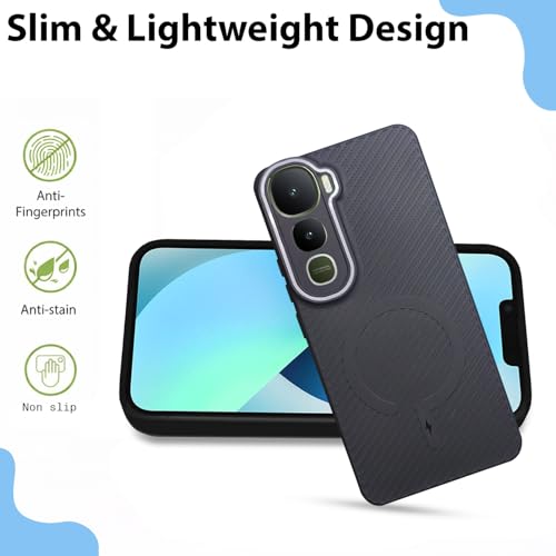 Image of LIRAMARK Rugged Carbon Fibre TPU Armor Silicone Back Cover Case for Vivo Y400 5G