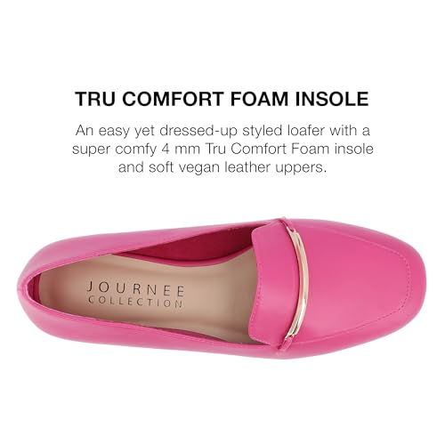 Image of Journee Womens Loafer Flat Notched Topline Square Toe Slip-On Block Heel - Wrenn Casual Dress Shoe