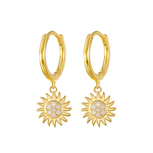 Boucles d'oreilles 925 argent soleil lune pour femmes