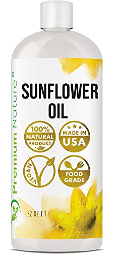 Sunflower Oil Cold Pressed - Sunflower Seed Oil Unrefined Sun Flower Oil Face Hair Skin Body Sunflower Essential Oil Pure Unrefined Sunflower Oil for Massage Oil Sunflower Vitamin E Oil