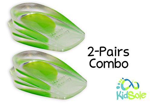 2 Pack - KidSole Shock Absorbing Lightweight Gel Heel Cups for Kid's