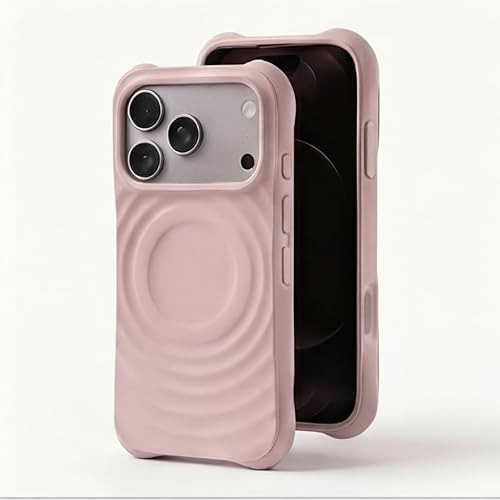 Image of amazon basics Shockproof Case for iPhone 17 Pro | Ripple Pattern | Camera Protection | Protective Cover with Enhanced Grip & Wireless Charging Support - Baby Pink